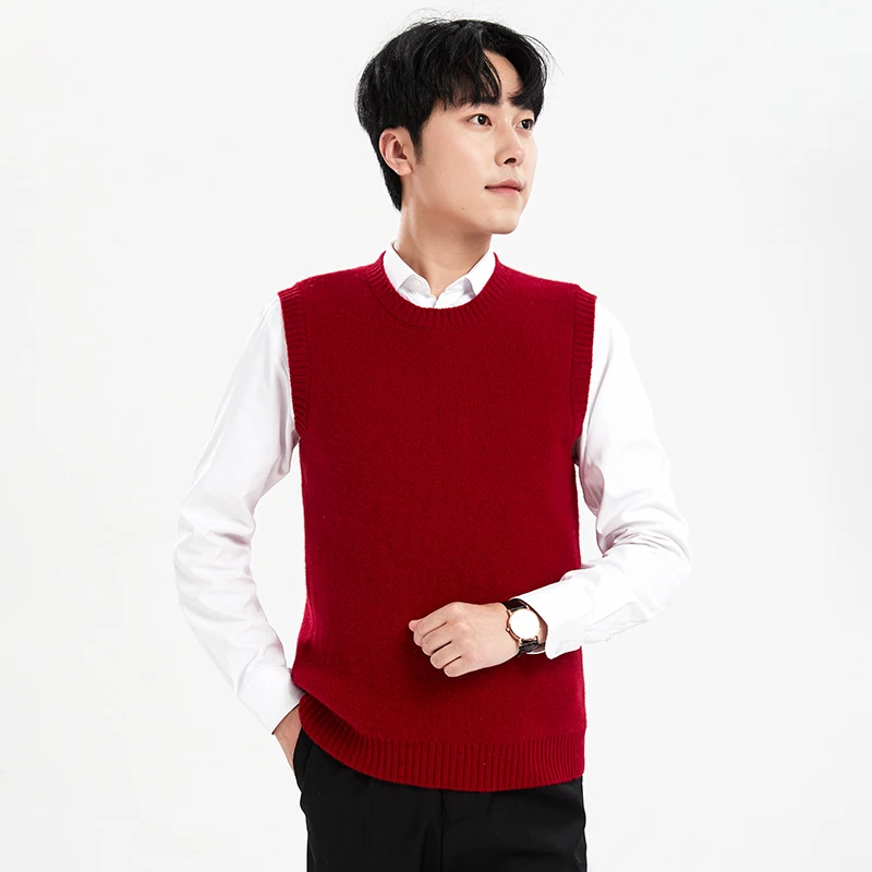 Модная и повседневная мужская Трикотажная одежда пуловер из 100% чистой шерсти