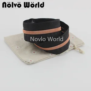 10 ярдов, черная лента, розовое золото, 5 #, нейлоновая зубчатая молния, пластиковая катушка, молния для шитья