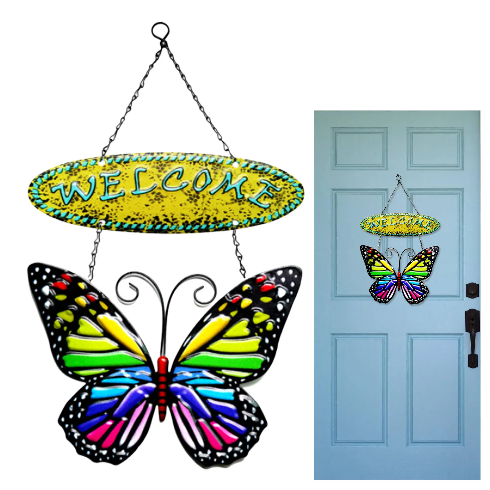 

3D Butterfly Welcome Sign 3D Butterfly Metal Wall Decor Indoor And Outdoor Decoration With Welcome Sign Decorative Vintage