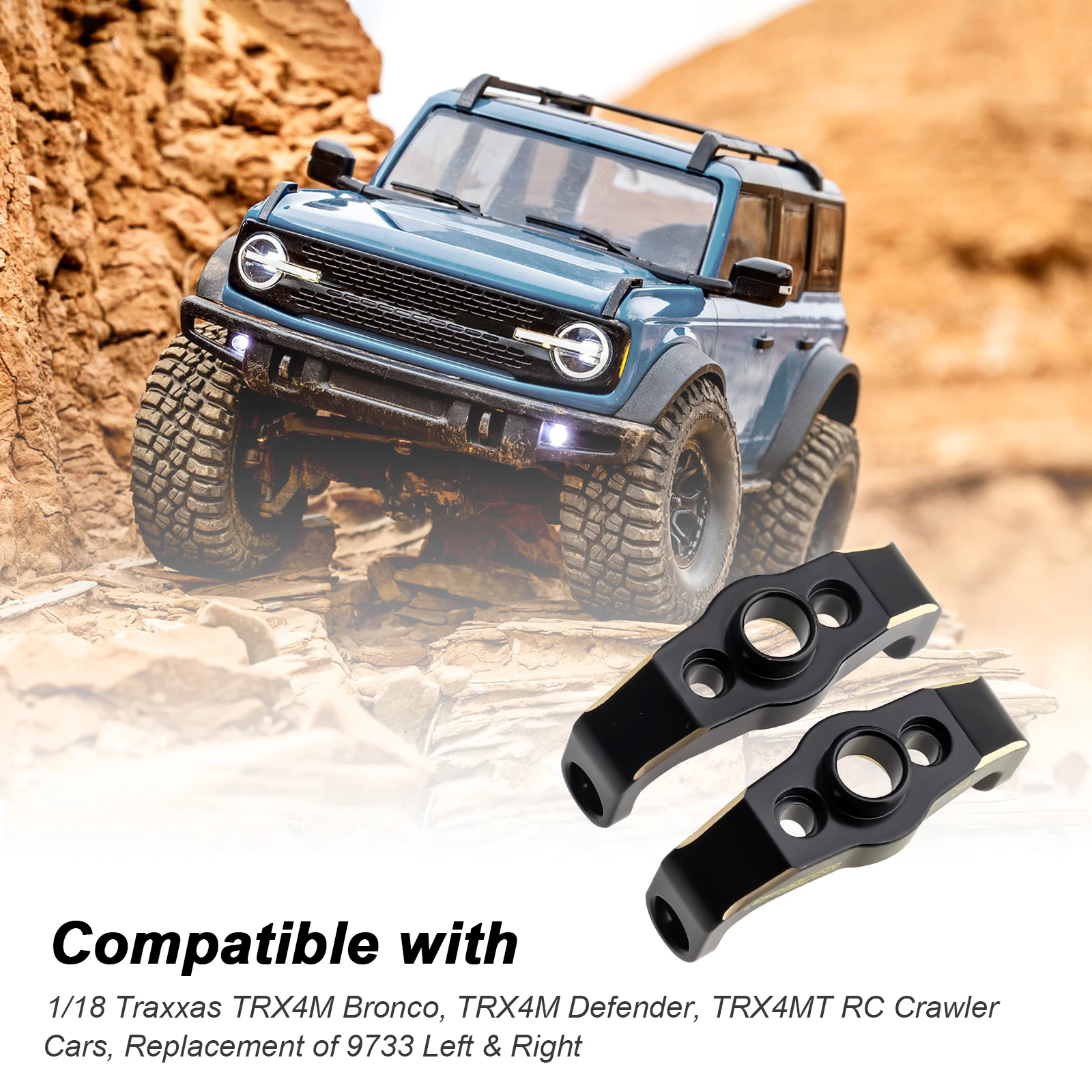 Фото Блоки-грузики HobbyPark Brass Caster Blocks C-Hubs для радиоуправляемых краулеров TRX4M/TRX4MT 1/18, замена 9733, левый и правый, 2 шт. №4