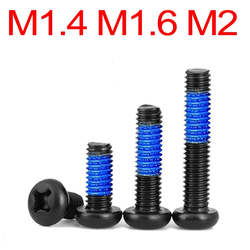 

M1.4 M1.6 M2 Cross Round Head Screws 304 stainless steel Zinc Plated Black Zinc Plated Locking Screws Solid State Machine Bolt