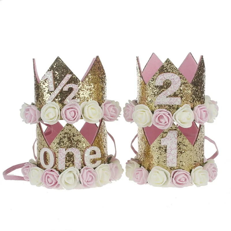 

Happy First Birthday Party Hats Decor Cap Birthday Hat Princess Crown 1st 2nd 3rd Year Old Number Baby Kids Hair Accessory