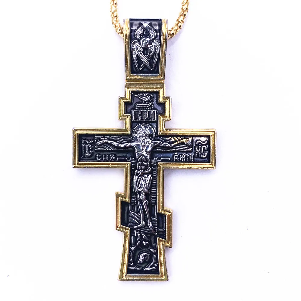 

Orthodox Necklace Cross Pendant Women/Men Jewelry Religious Long Chain Baptism Gift