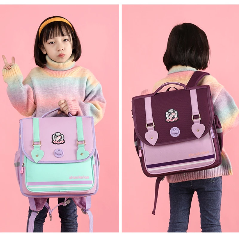High-capacity Multi Compartment British Horizontal Children Simple School Bags Grade 1-3-6 Girls Boys Panelled Fashion Backpacks