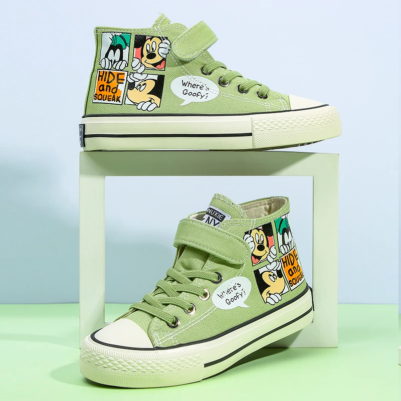 Hot Sale Fashion Cute Cartoon Kids Sneakers Yellow Children Canvas Sneakers Boy Girl High top Canvas Shoes basket enfant fille