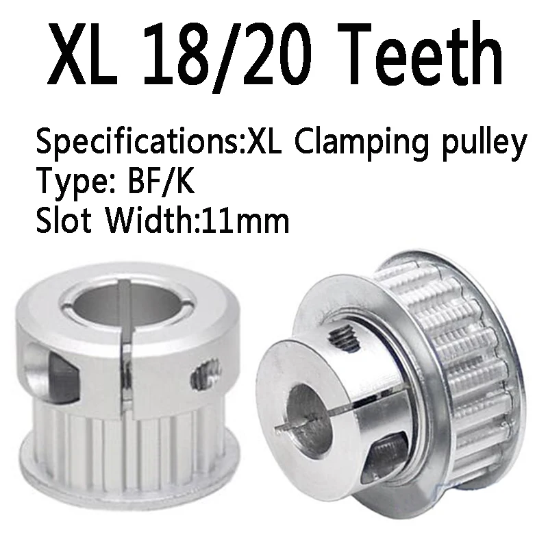 

Clamp Timing Pulley XL 18/20 Teeth Quick Locking Clamping Synchronous Wheel BF/K Type Slot Width 11mm Aluminum Alloy Belt Pulley