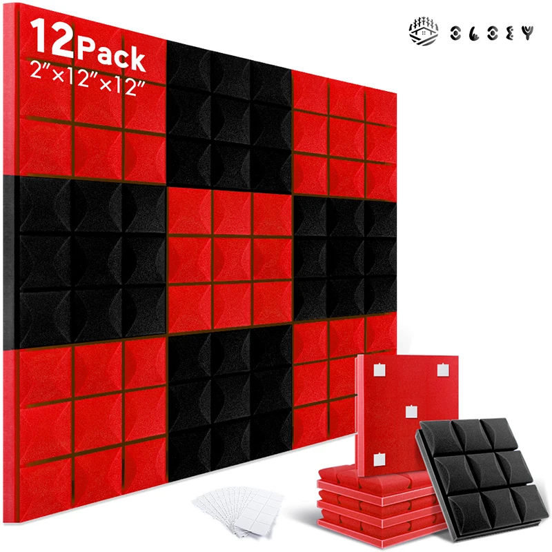 

High Density Foam 12 Pack, KTV Room Wall Soundproof Acoustic Foam Panels, Studio Acoustic Sponge Sound Insulation Treatment