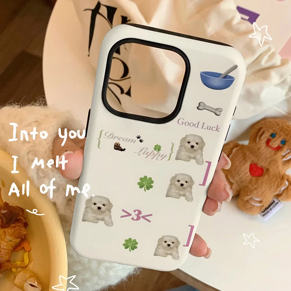 Милый Бишон собака цифровой щенок чехол для IPhone 16 14 13 Pro Max Plus задняя крышка