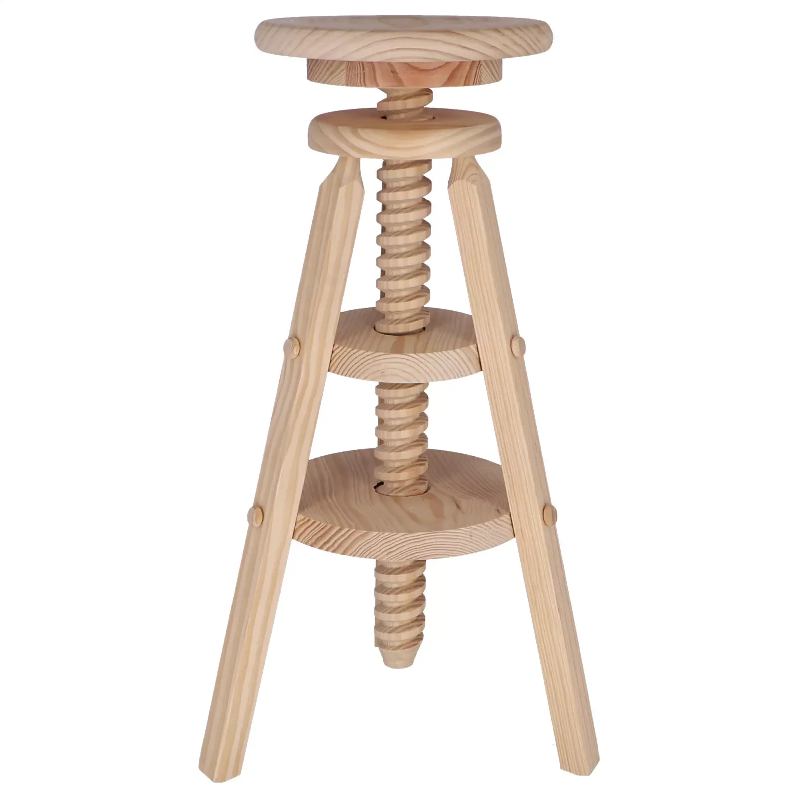 

High pine wood rotary stool (L 29 x F 29 x H 70,5-90 cm)