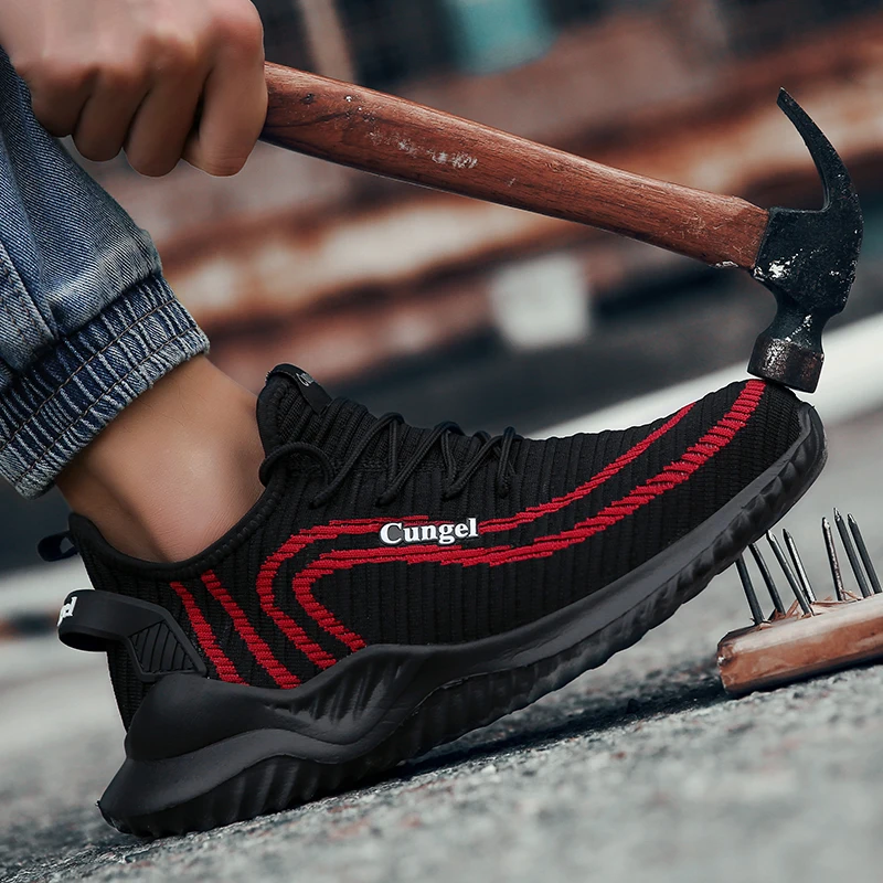 Outdoor Breathable Men Work Safety Shoes Anti-puncture Working Sneakers Men Women Work Shoes Sports Hiking Shoes Plus Size 36-46