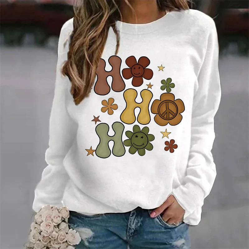 Merry Christmas Ho Ho Ho Print Harajuku Hoodies Winter Aesthetic Clothes Women Pullover Ladies Hoodies Sweatshirts Sudaderas
