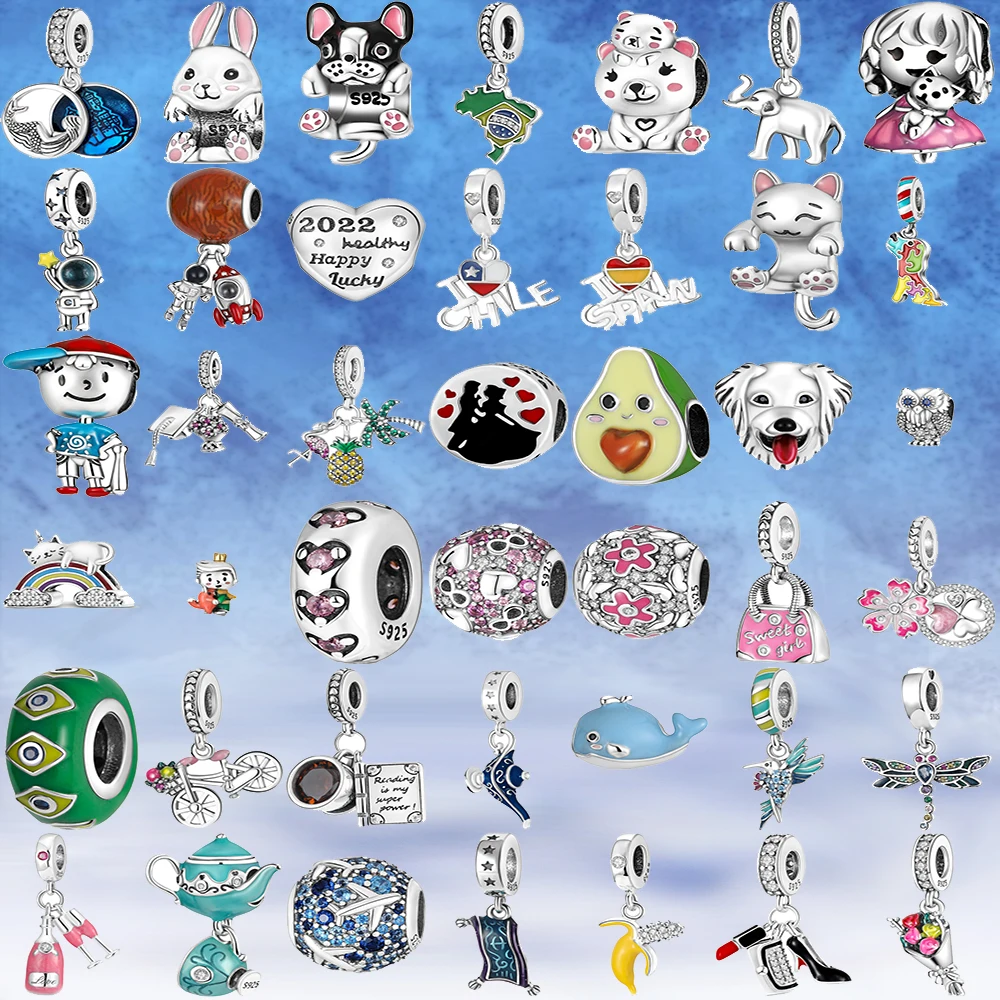 

2022 TOP Sale Fashion Sterling Silver S925 Fine Pendant Charm Beads Fit Original Pandora Bracelet For Women Jewelry Making Gift