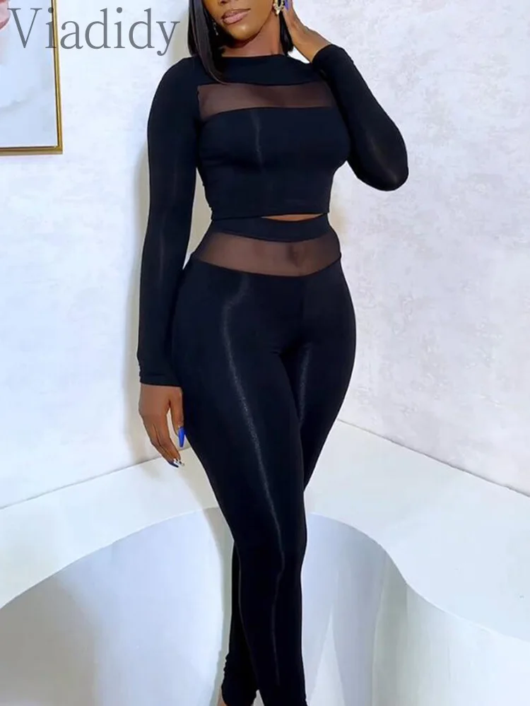 Женский сексуальный однотонный прозрачный сетчатый комплект из 2 предметов