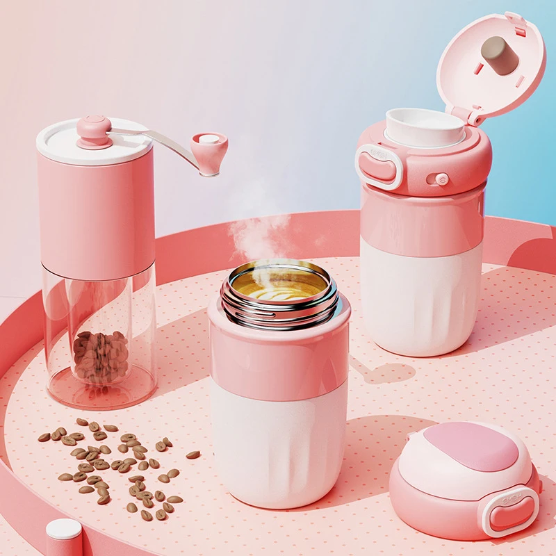 Кофейная чашка из нержавеющей стали 316 «клубника», изоляционная чашка для живота, женская уличная портативная кружка для воды, милая чашка в...