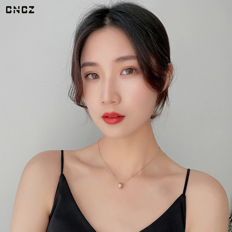 CNCZ Lucky Charm Pendant New Necklace Summer Fashion Light Luxury Trend Stripe Transit Ring Clavicle Women Chain Neck Jewelry