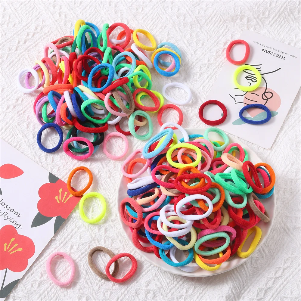 

100PCS/3.5CM Women Elastic Hair Band Ponytail Holder Headwear Colorful Rubber Bands Korean Girls Hair Accessories Ornaments