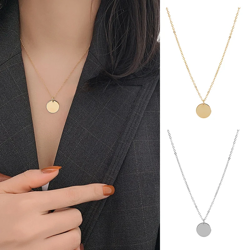 

Trendy Necklace Round Circle Pendant Clavicle Chain For Women Elegant Collarbone Chain Necklace Wedding Jewelry Wholesale