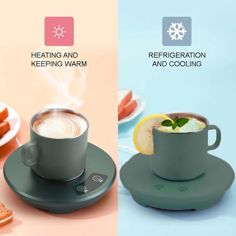 2 In 1 Cup Cooler Quick Coffee Mug Warmer Auto Cup Drink Holder Digital Display Adjustment Timing Heater for Coffee Milk Tea