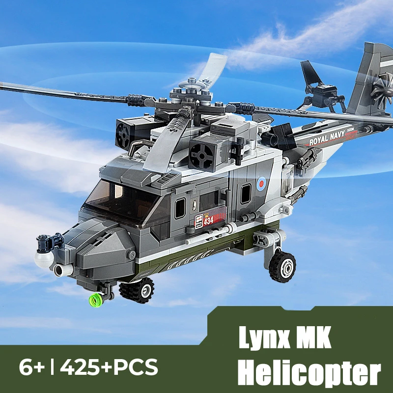 Лидер продаж 2024 военный вертолет с рысями строительные блоки игрушки модель