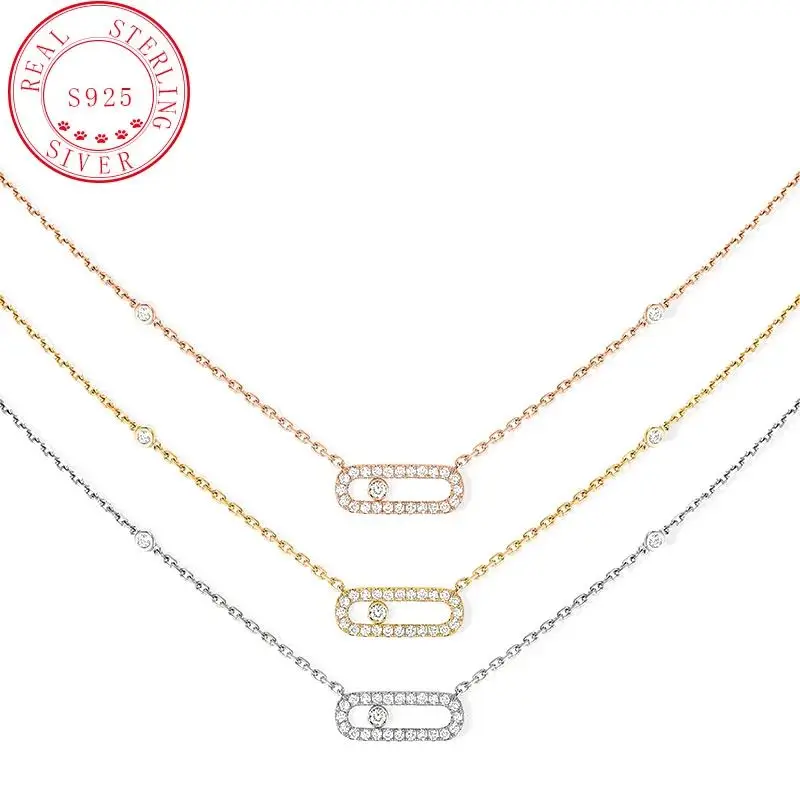 

Luxury Brands in Paris, France 925 Sterling Silver Necklaces For Women's MOVE UNO Zircon Chain Luxury Jewelry Couple Gift