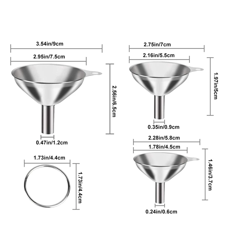 3 шт. набор мини-кухонных ворон из нержавеющей стали воронки для переноса эфирных