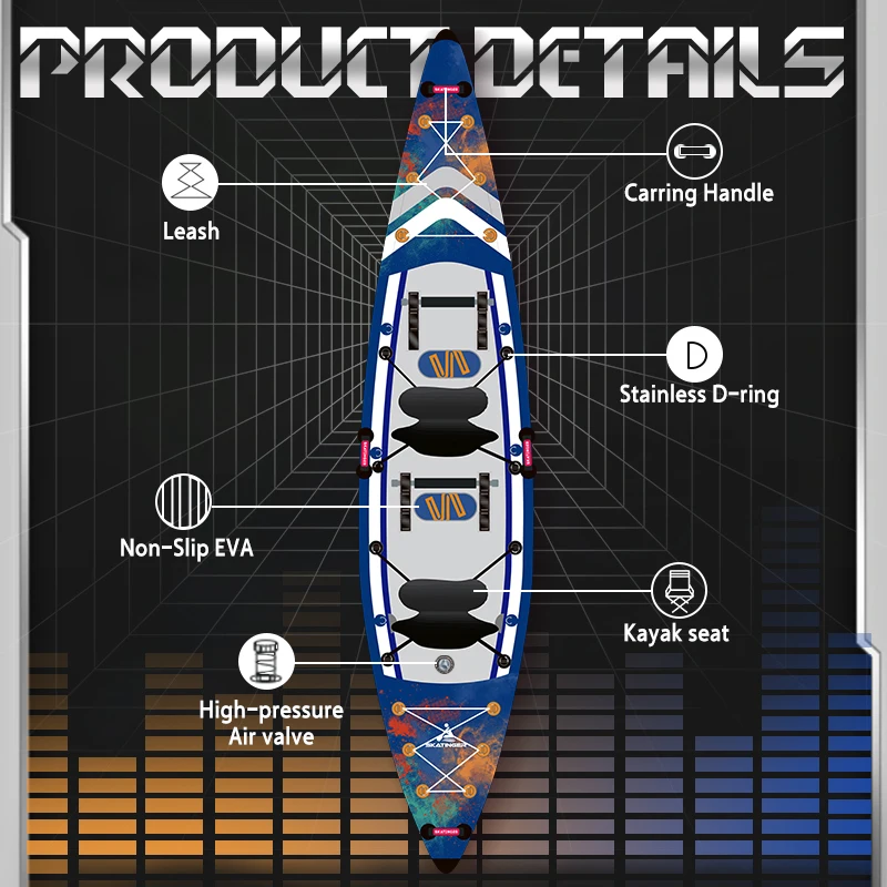 Надувная рыболовная байдарка kaкак на двух человек оптовая продажа сидячие