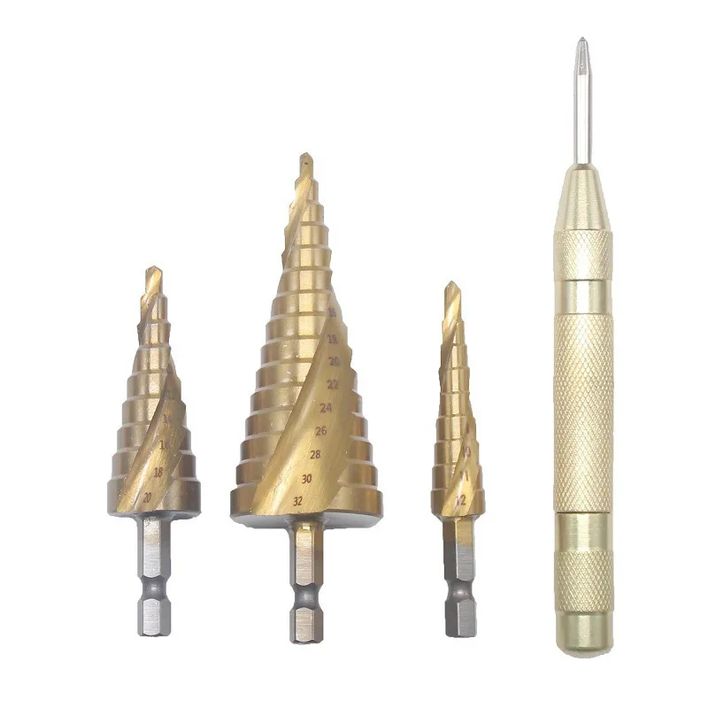 Pagoda Drill Bit 4 Spiral Groove Step Drill 12 Hexagonal Handle 20 Reaming 32 Step Drill Step Drill