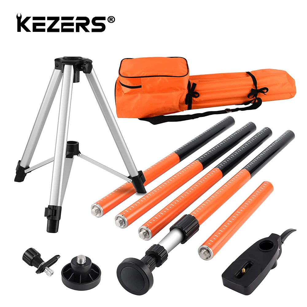 KEZERS Laser Level Tripod Bracket 3.7m Telescoping Pole Laser Extend  With 1/4