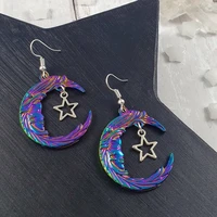 fashion color moon earrings aura moon star boho earrings celestial jewelry goddess charm jewelry gifts