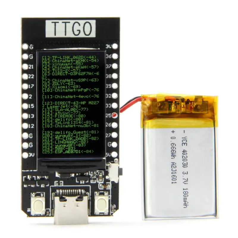 

Portable Ttgo T-display Battery-powered Charging Circuit Low Power Consumption Module Black Consumer Electronics 1 Pcs