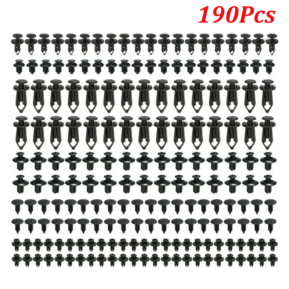 

190Pcs Vehicle Auto Plastic Fastener Rivet Car Pin Rivet Trim Clips Kit Door Panel Liner Bumper Fender Trim Clips