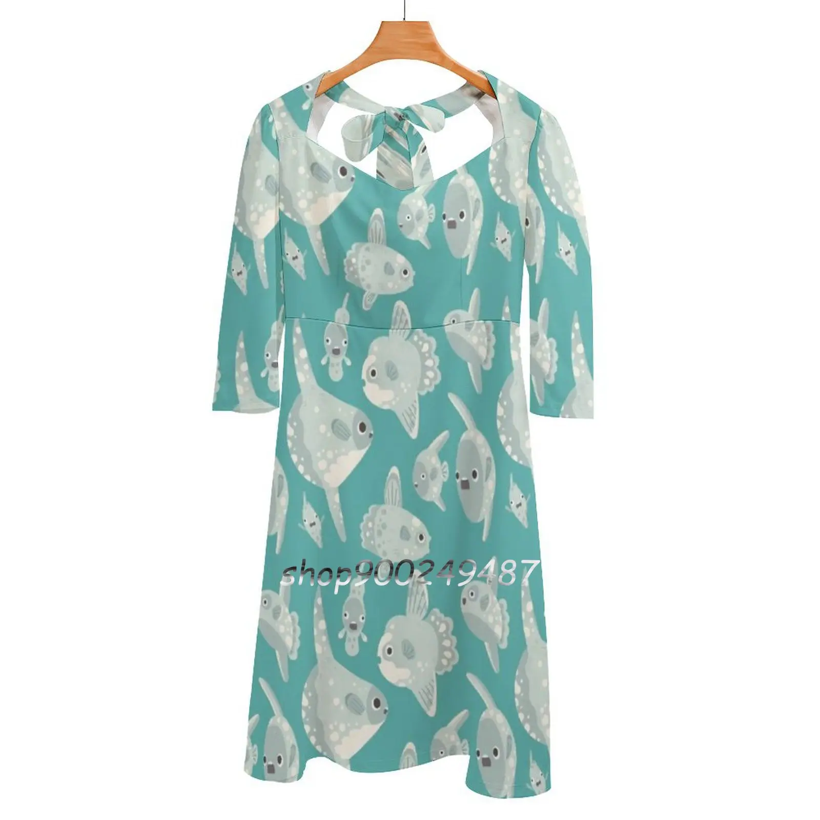 

Mola Mola Evening Party Dresses Midi Sexy Dress Female Sweet One Piece Dress Korean Mola Mola Sunfish Fish Animal Nature Marine