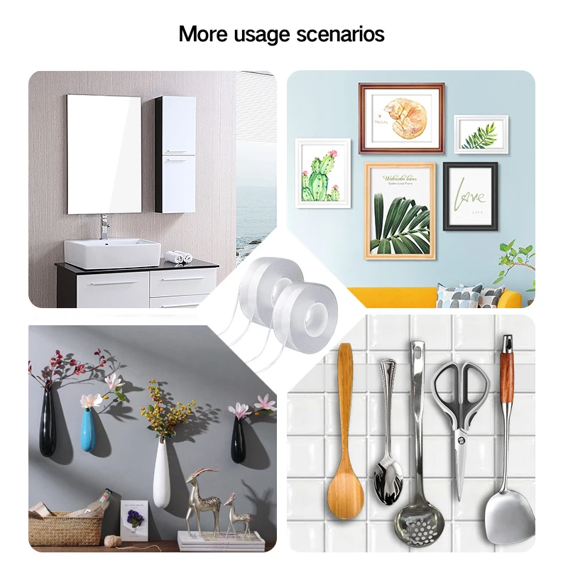 Двухсторонняя лента 1/2/3/5 м прозрачные нано-ленты водонепроницаемая настенная