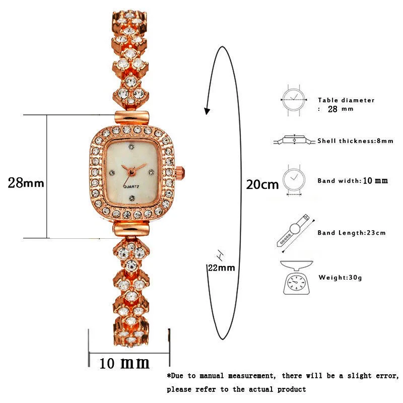 New Small Square Watch Simple Diamond-set Quartz Watch Fashion Small Temperament Ladies Watch Casual Simple Alloy Bracelet Watch
