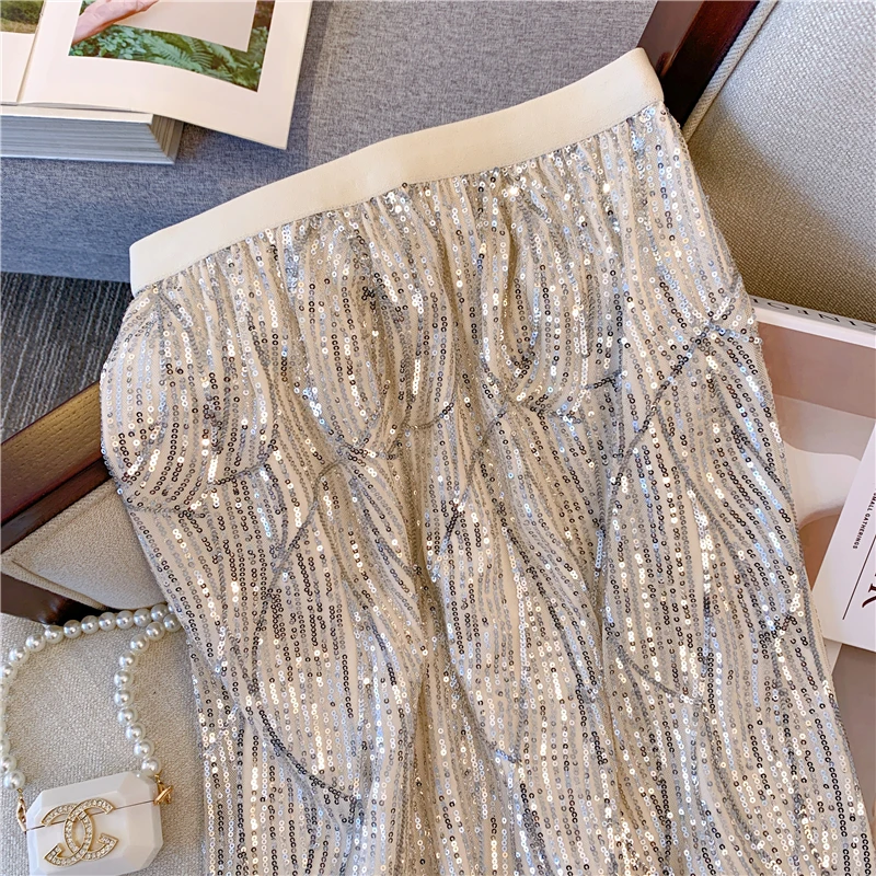 Тяжелая промышленная сетчатая юбка с жемчужинами и блестками 2023 новый дизайн