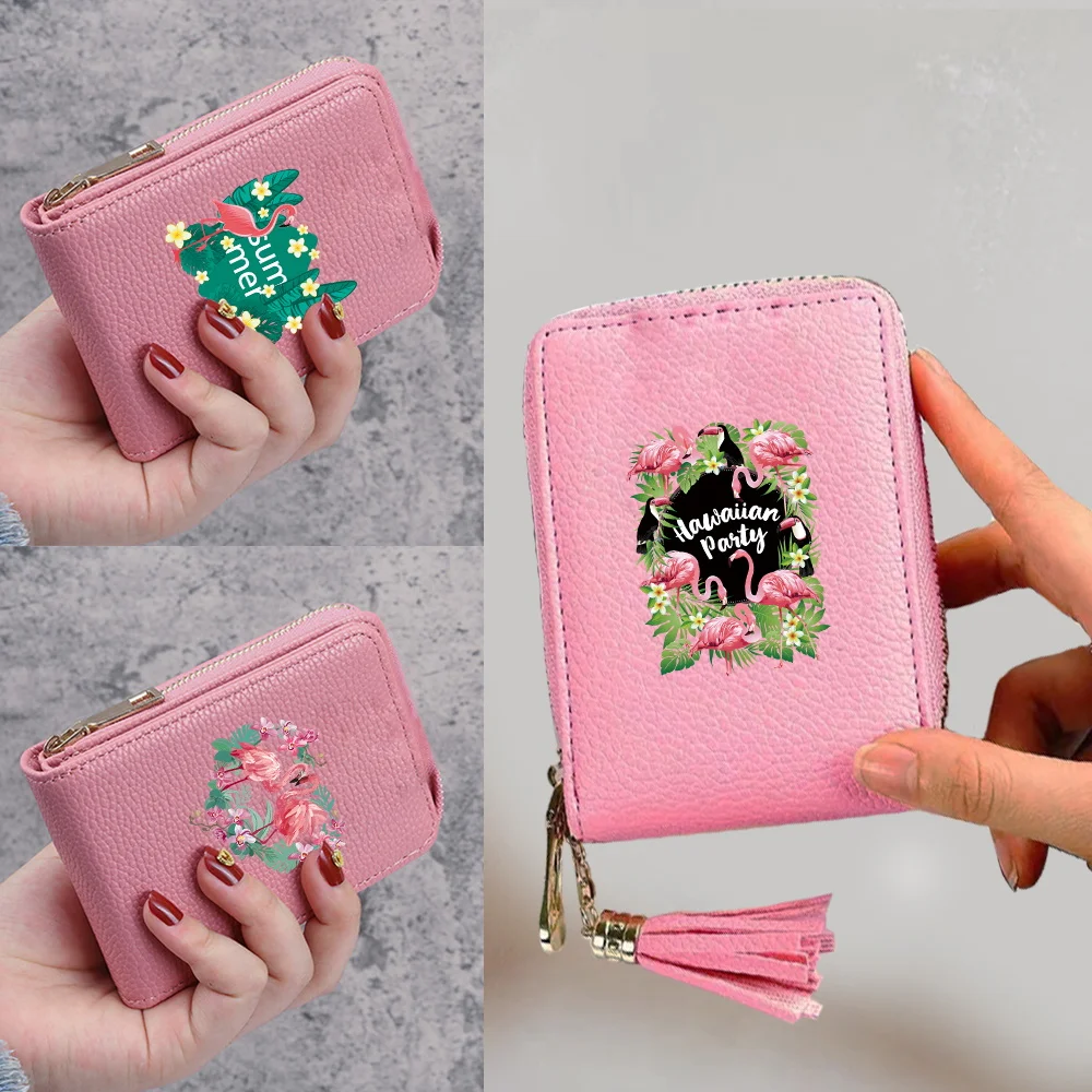 

Women ID Credit Card Storage Packet Pu Leather Wallets Card Bag Waterproof Money Bags Flamingo Print Mini Coin Purse Clutch Pack