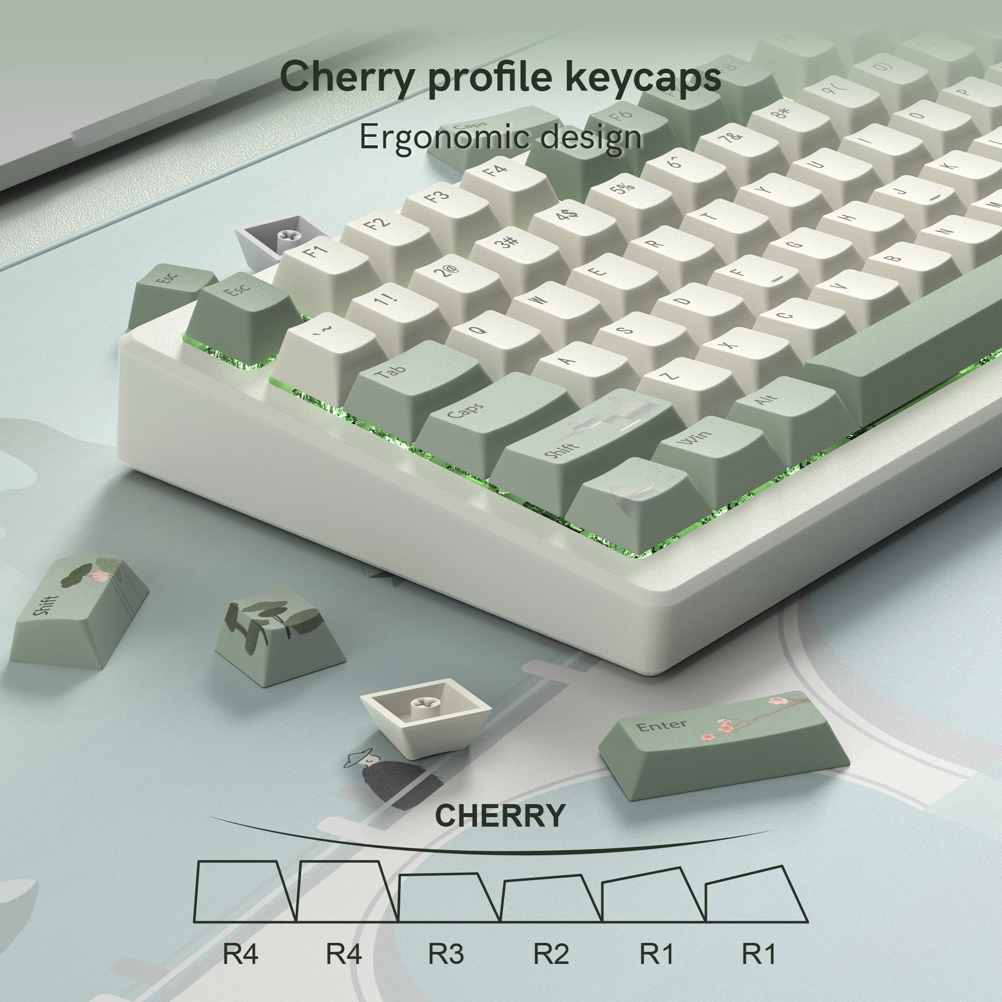 134 клавиши Cherry Profile весенний чай сублимационная краска колпачки для клавиш из ПБТ