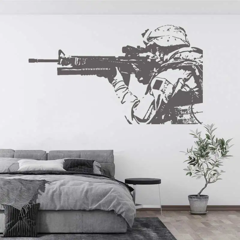 Солдат ВМС США виниловая настенная наклейка военное оружие военная академия летний лагерь комната для детей спальня декор уникальный подарок F3.