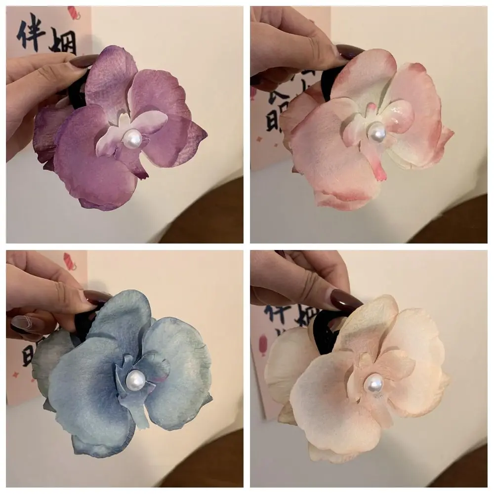 Розовый цветок орхидеи коготь для волос аксессуары украшение большой зажим в