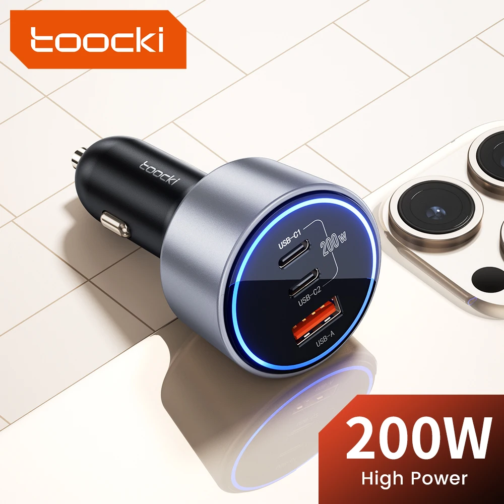 Автомобильное Зарядное Устройство Toocki USB C QC4.0 PD3.0 200 Вт