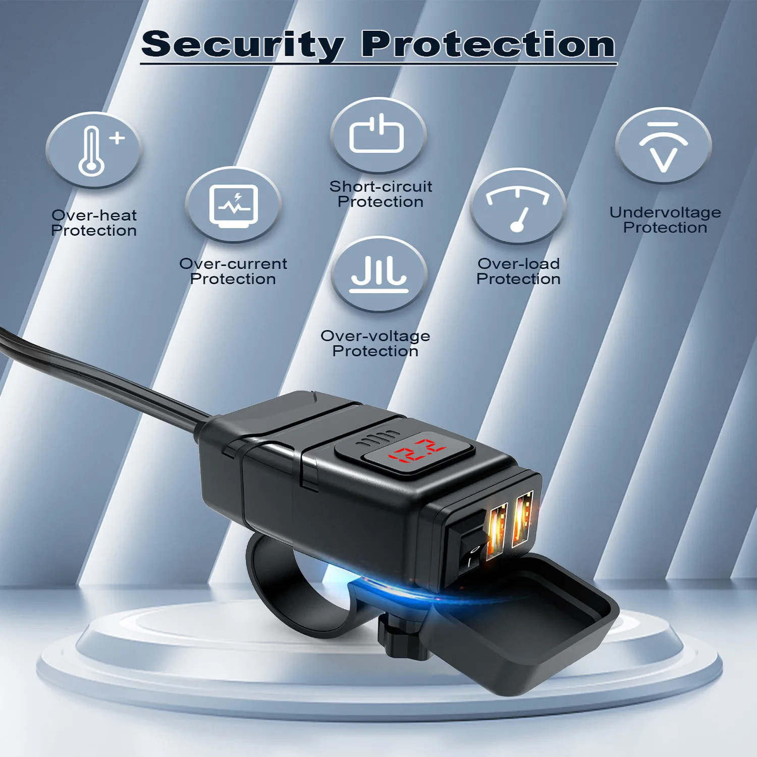 Двойной USB порт 12 в водонепроницаемый руль мотоцикла быстрое зарядное устройство