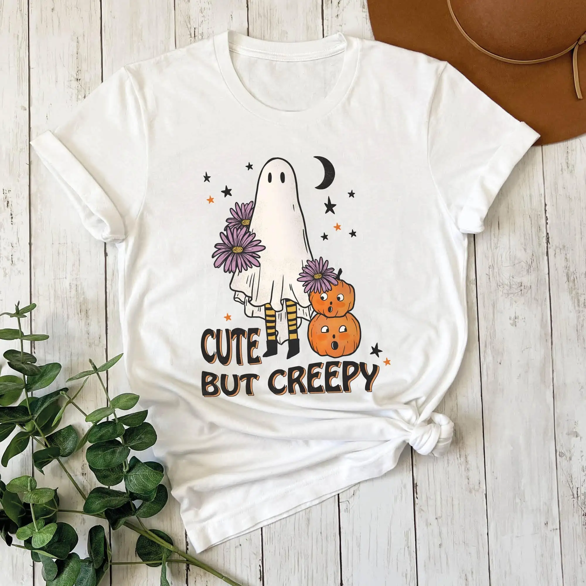 Футболка с призраком в стиле ретро милая но жуткая Хэллоуин забавная S-образная