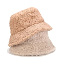fishermans hat fashion womens teddy velvet fresh hat winter basin cap solid color small