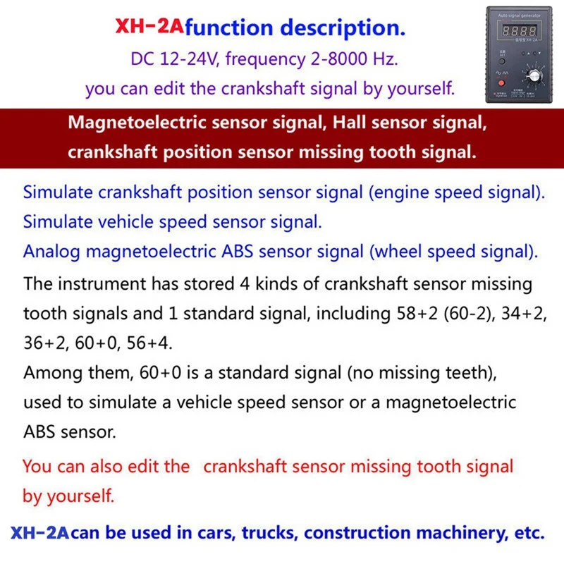 XH-2 Sensor Simulation Box Automotive Signal Generator Black Analog Stopwatch