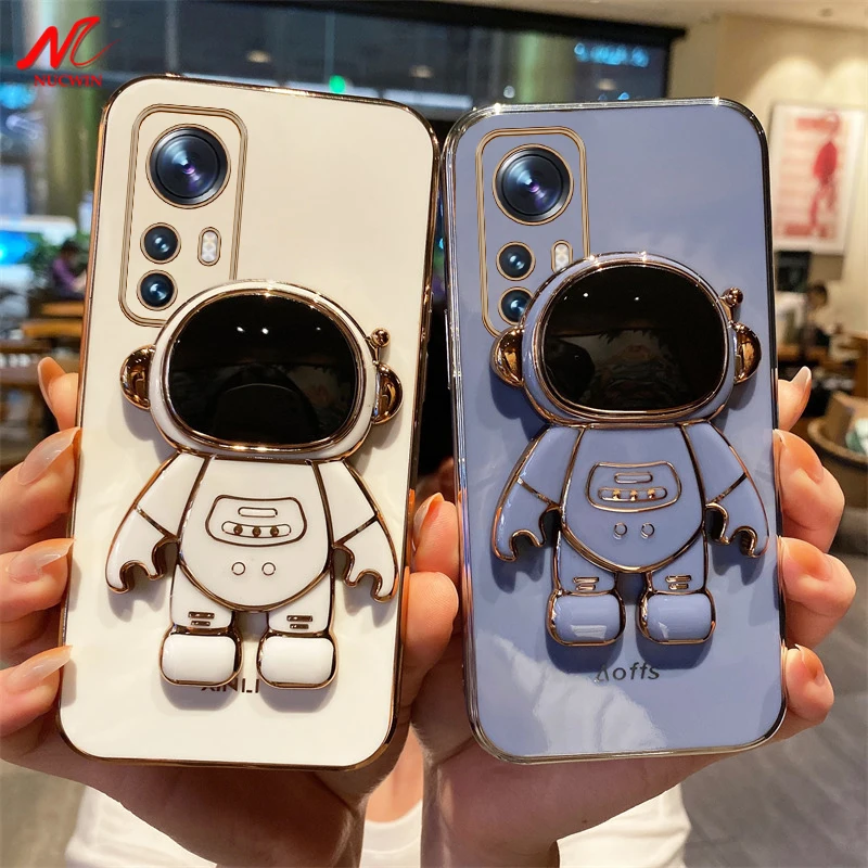 

Plating Astronaut Stand Case for Redmi Note 11S 11 Pro 9 7 8 Redmi 9A 9C 10C K20 K30 K40 K50 K40S POCO F3 X4 F4 GT Silicon Cover