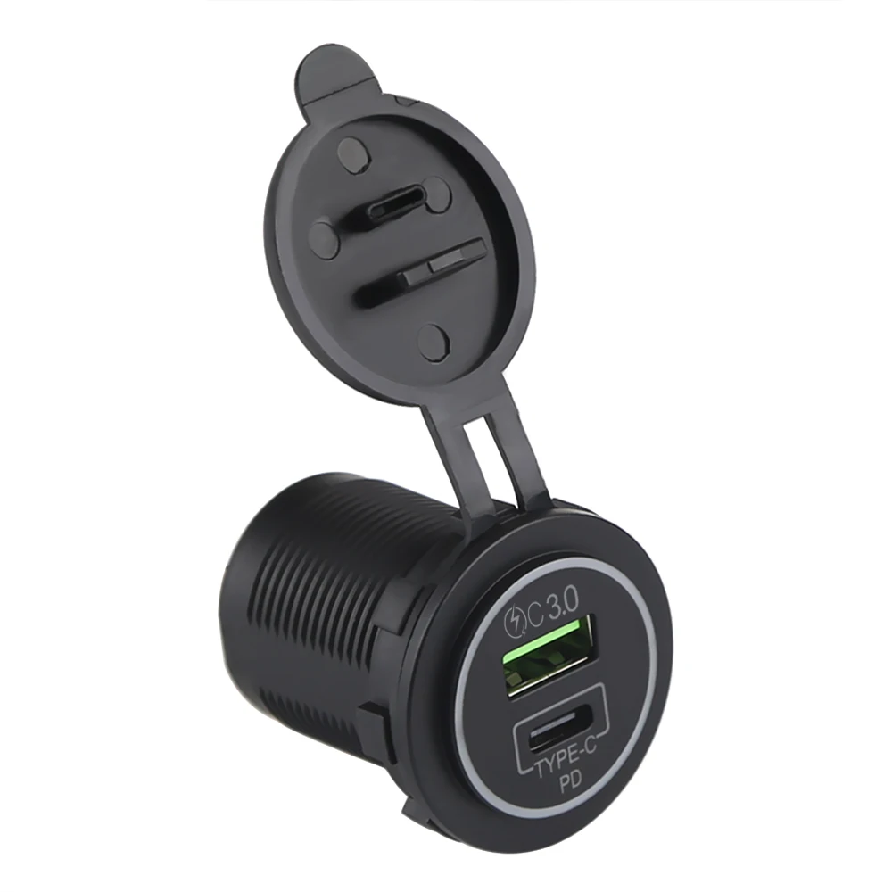 Универсальное автомобильное зарядное устройство USB + Type C водонепроницаемое с