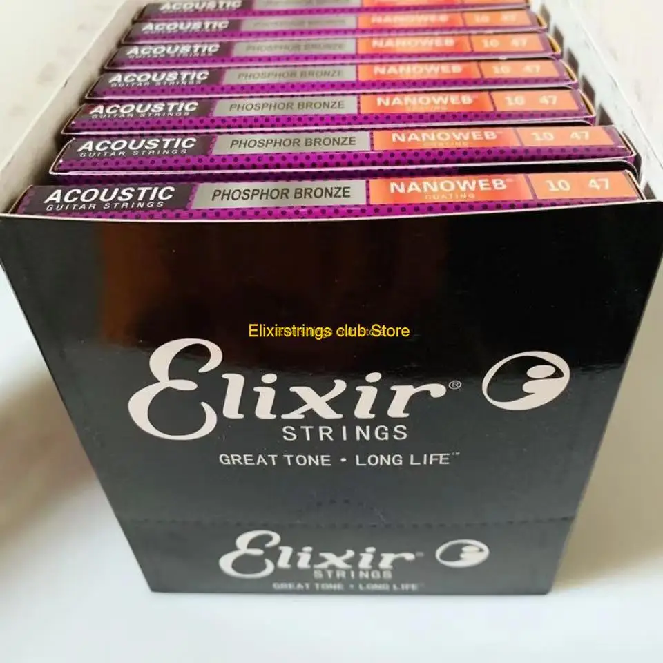 10/12 Sets Guitar Strings Set Elixir String Art 16052 For Acoustic Electric Guitar NANOWEB 80/20 Bronze Light Rope Free Shipping