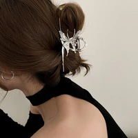 2022 new summer butterfly geometric large metal hair claw clips women fashion alloy silver hairpin hair crab hair accessories