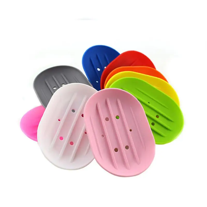 

Hot Sale Soap Container Portable Bathroom Soap Dish Flexible Silicone Soap Dish Rack Tray Bathroom Accessory Candy Color New