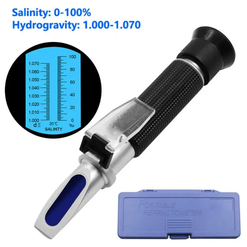 

Handheld 0-100% Salinity Aquarium ATC Refractometer 1.000-1.070SG Salinity Seawater Salinometer For Aquarium